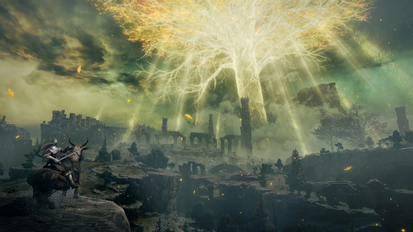 Official Elden Ring screenshot: the Erdtree above the Lands Between